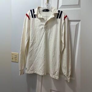 Polo Ralph Lauren Vintage Men’s Long Sleeve Polo Rugby Shirt Cream/Navy/Red
